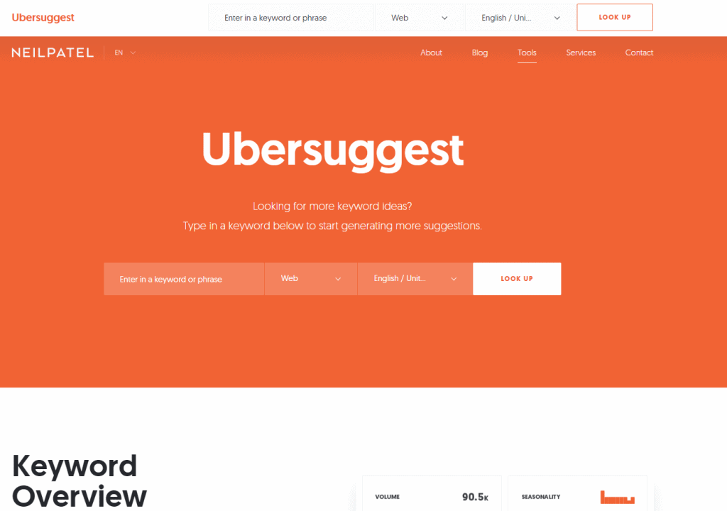 longtail keyword discovery tools ubersuggest