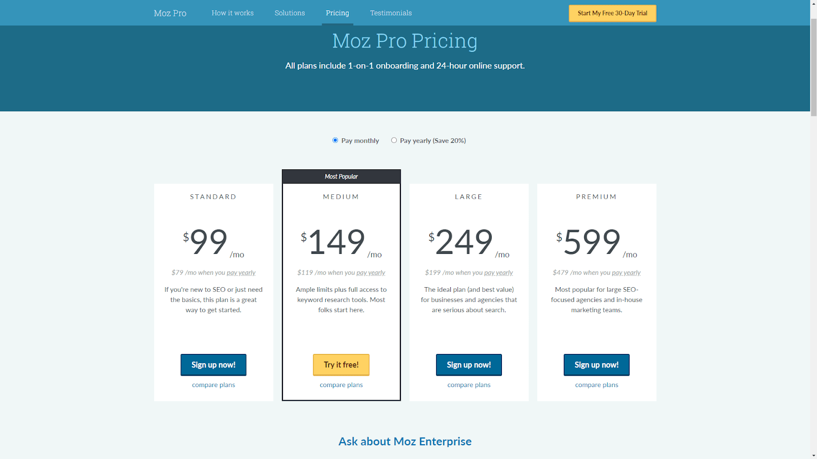 moz pro pricing plans 2