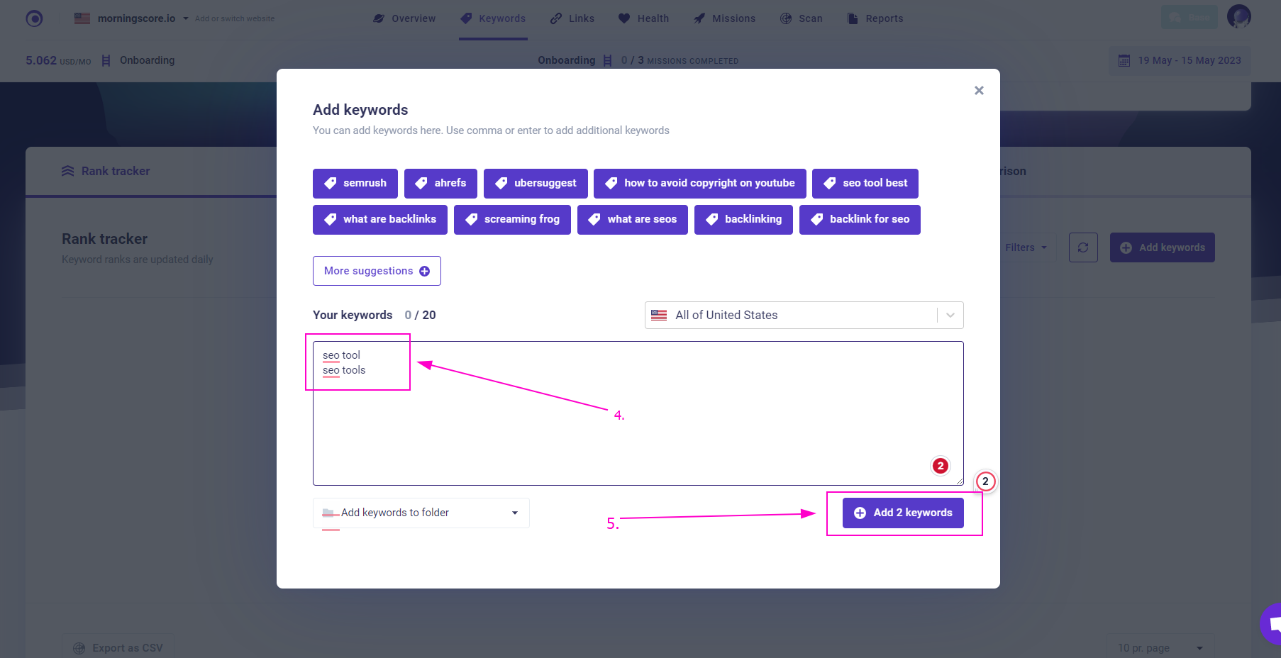 check if serp is the same for singular vs plural keywords step 2