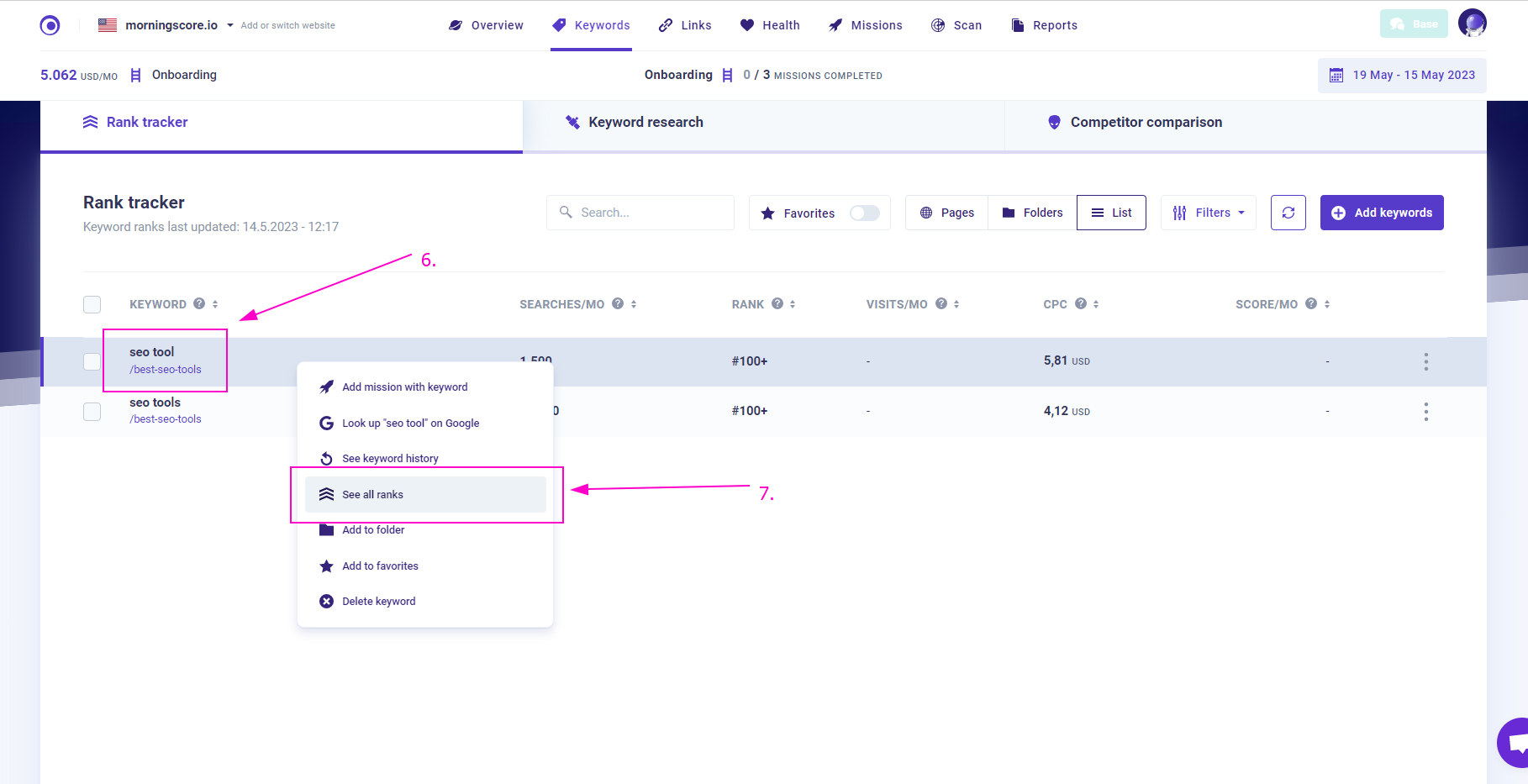 check if serp is the same for singular vs plural keywords step 3