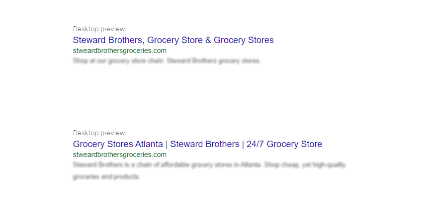 seo keywords singular or plural title tag example with grocery store