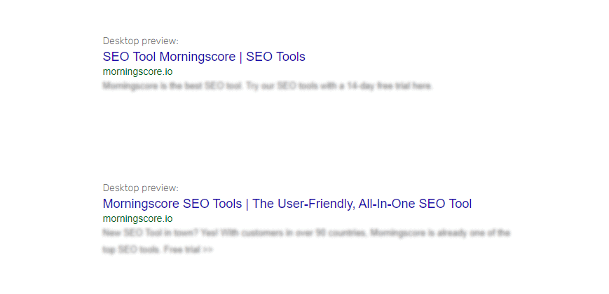 Einzahl oder Mehrzahl von Keywords Beispiel für Titel-Tag mit seo tool als Keyword