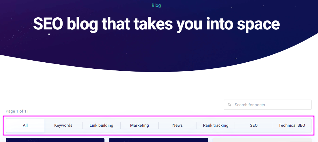 Build your blog in categories