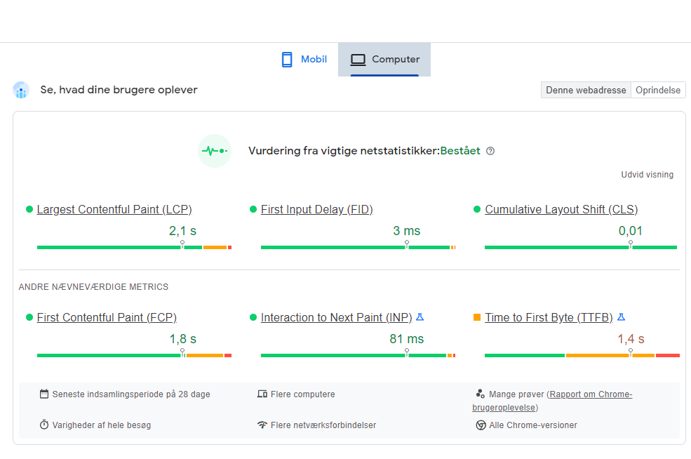 Check the speed of your website