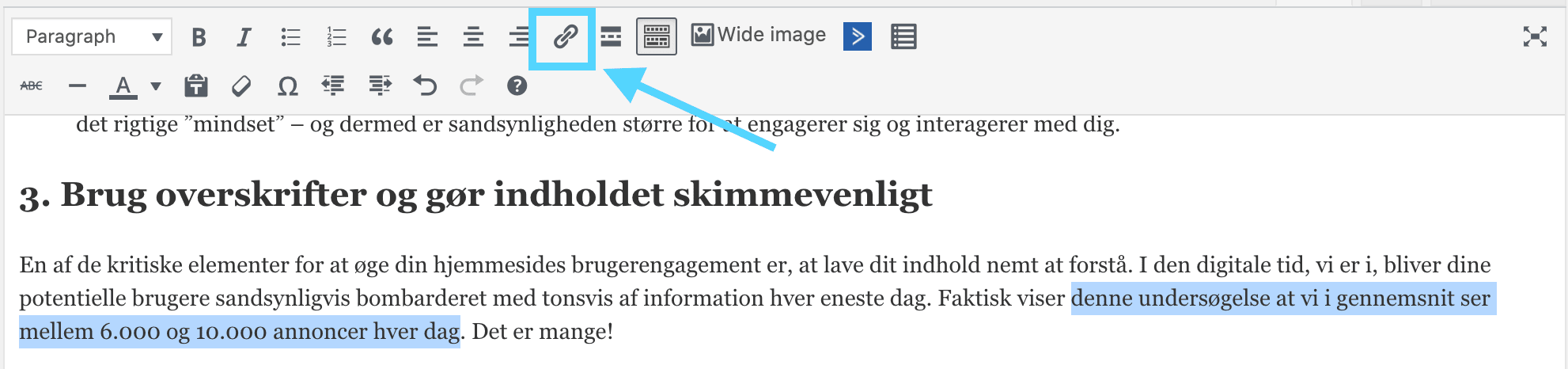 trin 6 hvordan finder du udgaaende links klik på link ikonet det ser meget ens ud i alle cmser