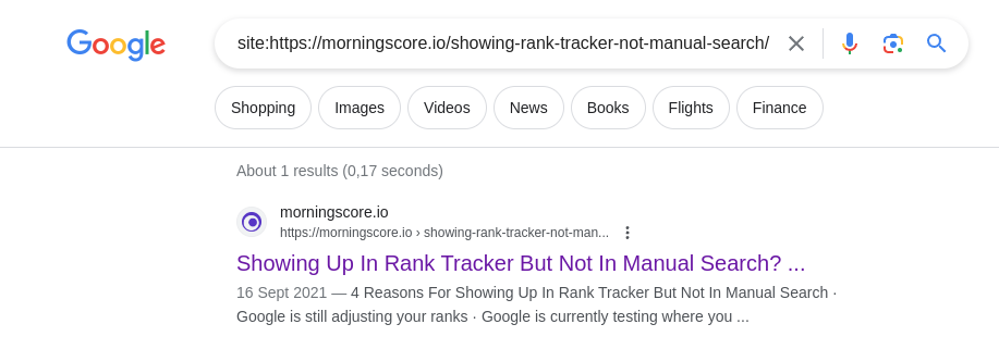 keyword showing up rank tracker but not manual search trick - Morningscore SEO tool