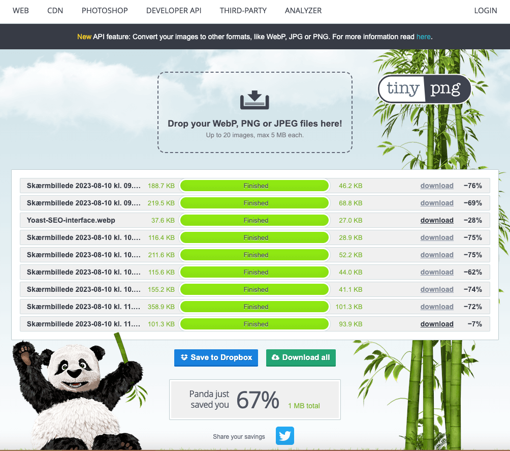 Komprimer nemt billeder med TinyPNG