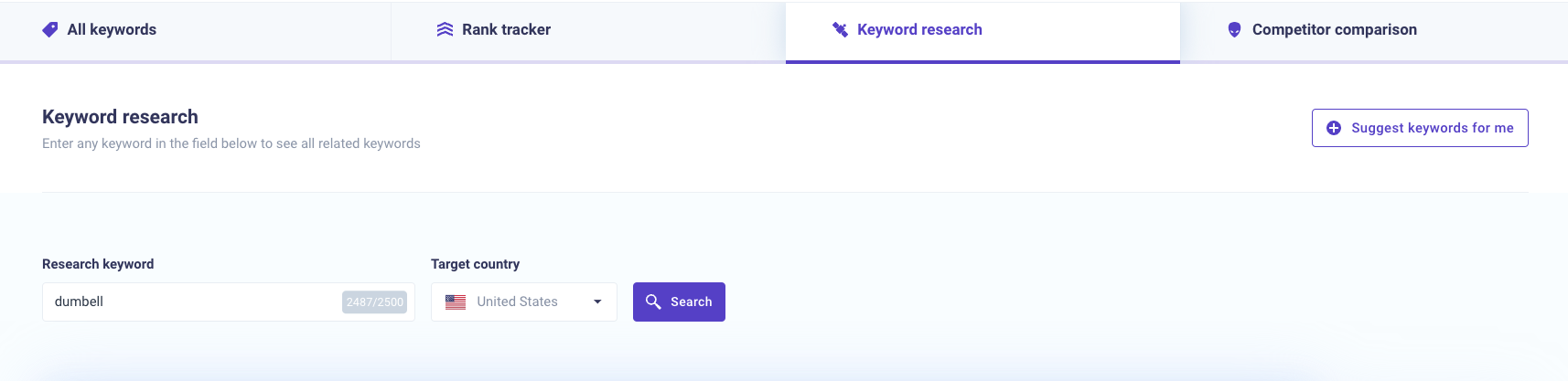 Keyword research for the keyword dumbell in Morningscore