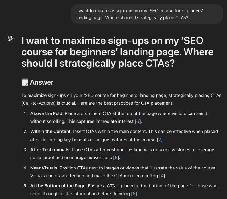 ChatGPT suggest how to add CTAs