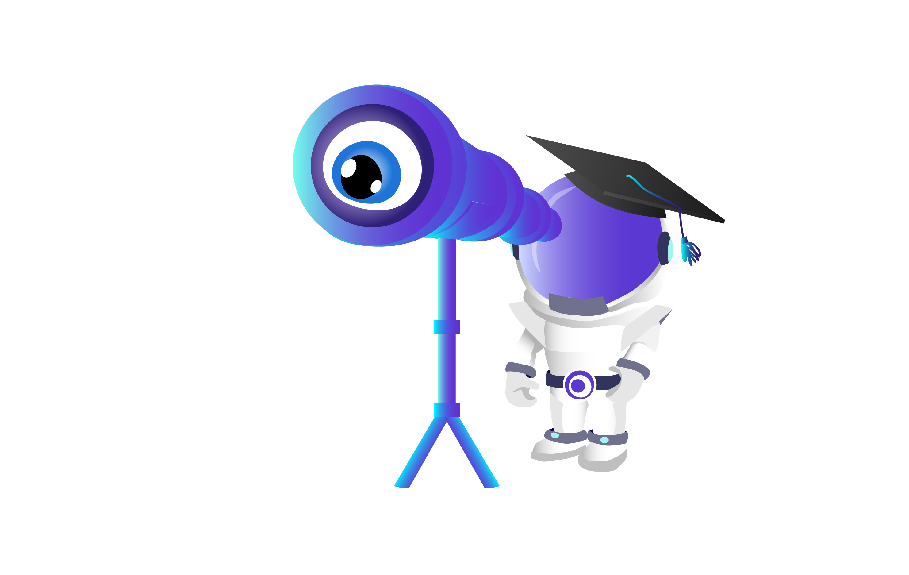 Spaceman looking through binoculars