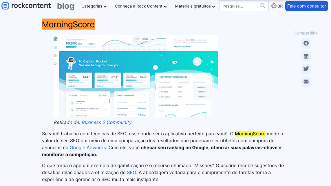 Morningscore mention without link