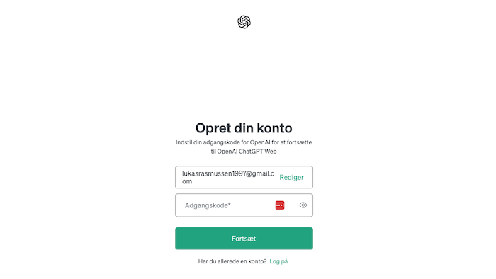 Opret kodeord i ChatGPT