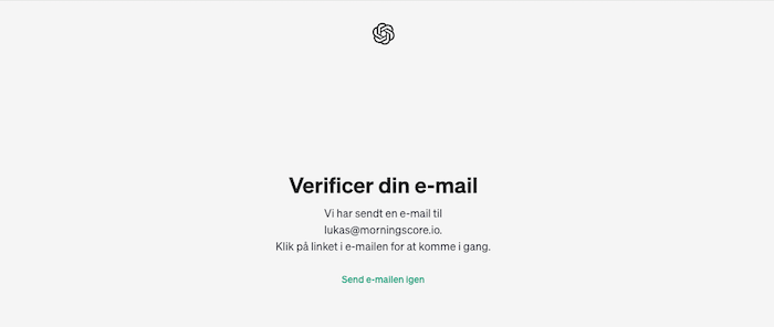 Verificer din e-mail i ChatGPT