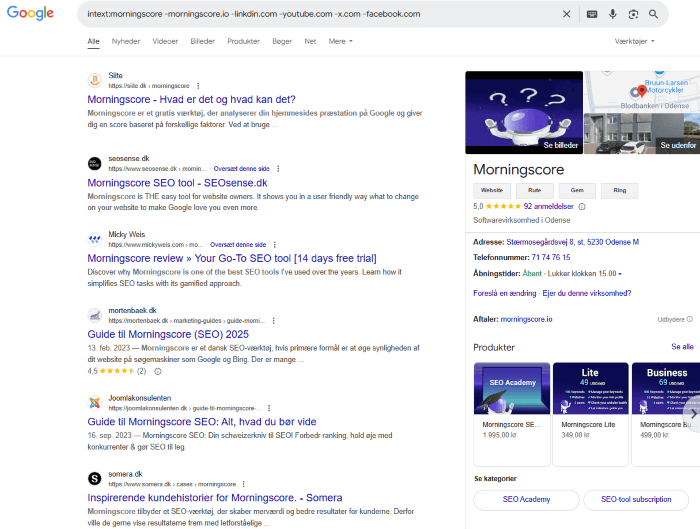 Morningscore google searchbar brand mention