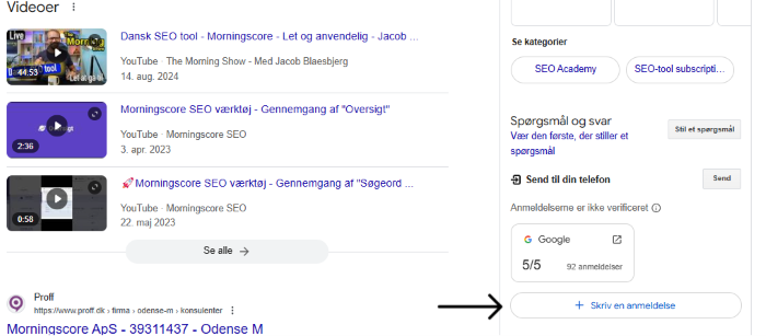 Morningscore google serp free link review