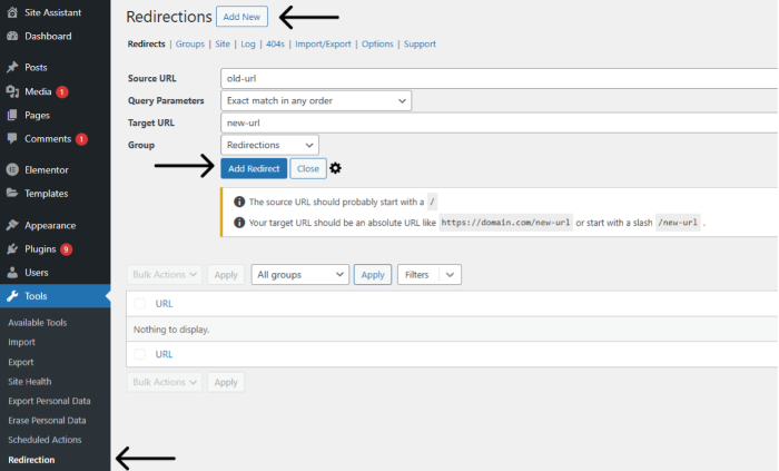 redirection guide plugin wordpress