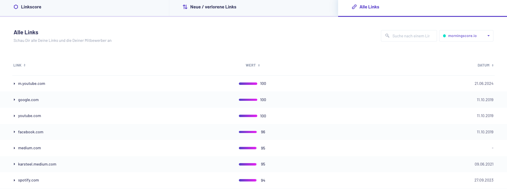 Morningscore Link Tool UI