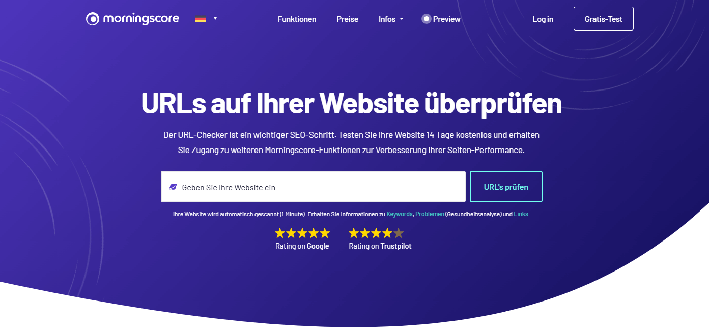 Werkzeug zur Überprüfung von URL checker im Morningscore