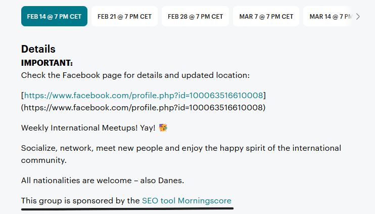 Event morningscore backlink