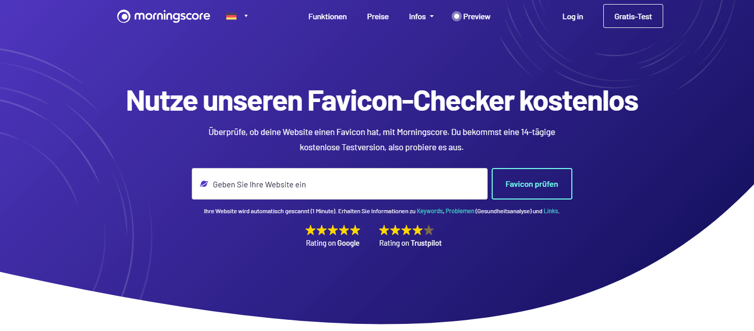 Werkzeug zur Überprüfung von Favicon-checker im Morningscore