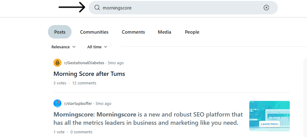 reddit search morningscore backlink