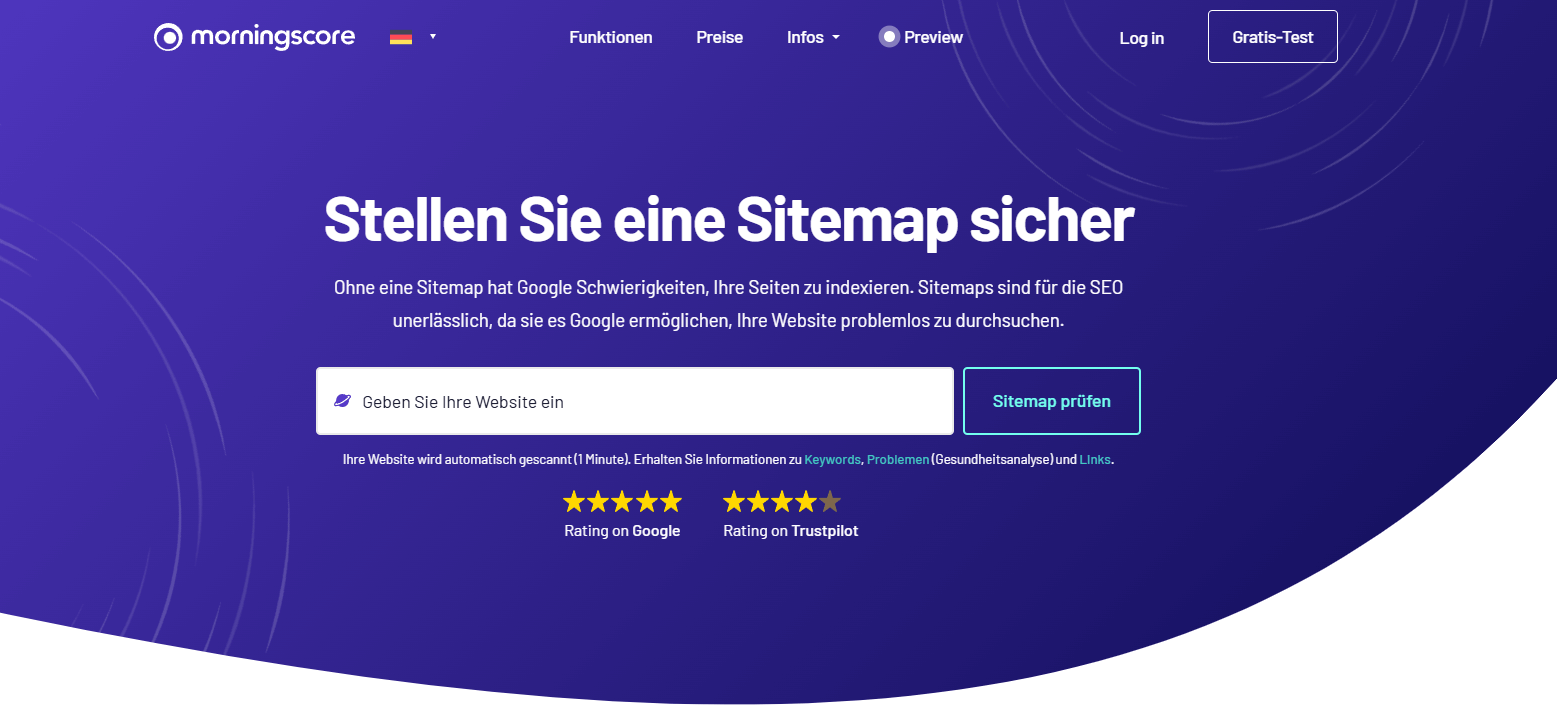 Werkzeug zur Überprüfung von sitemap in Morningscore