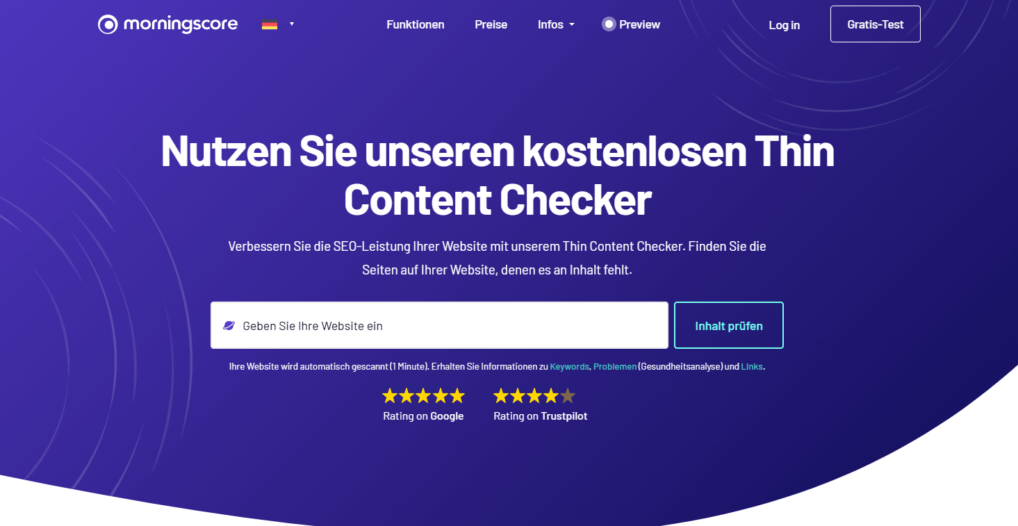 Thin content checker morningscore (German)