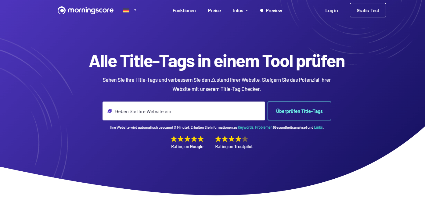 Title tag checker im Morningscore (Deutche)