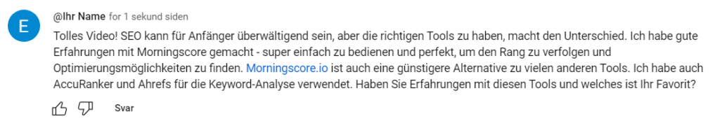 Youtube comment german 