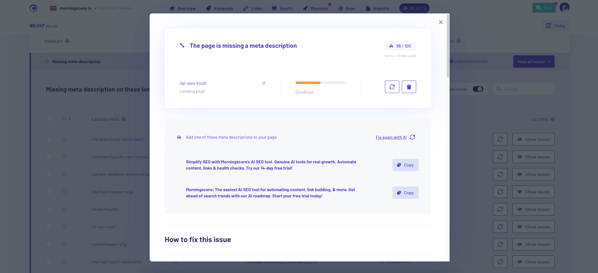 Get automated AI health fixes in seconds