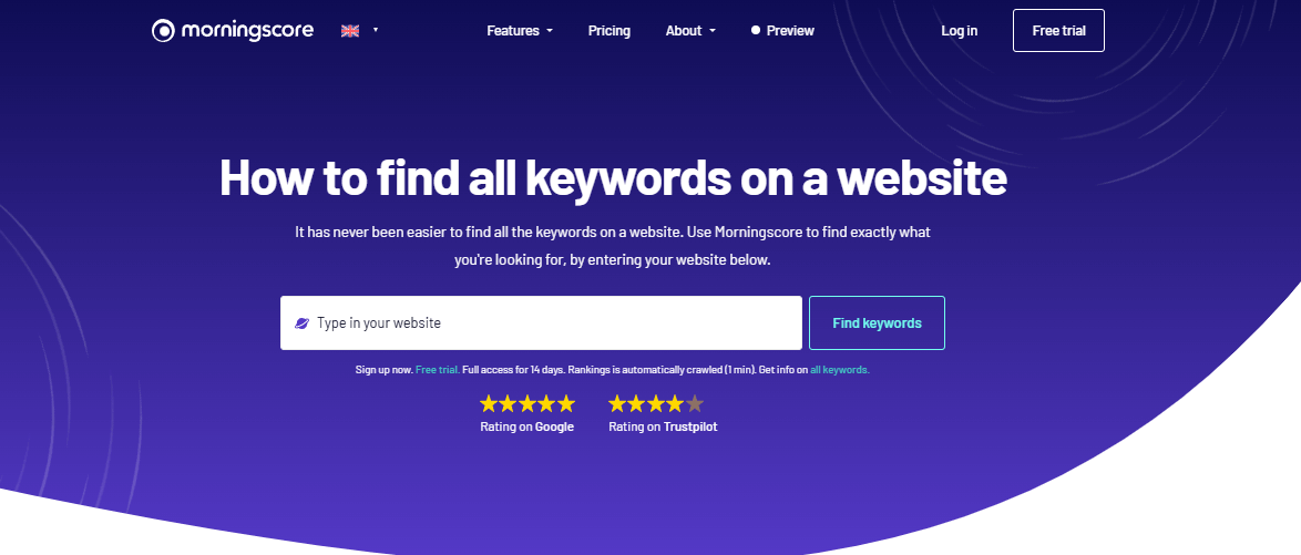 Find all keywords on a website in Morningscore