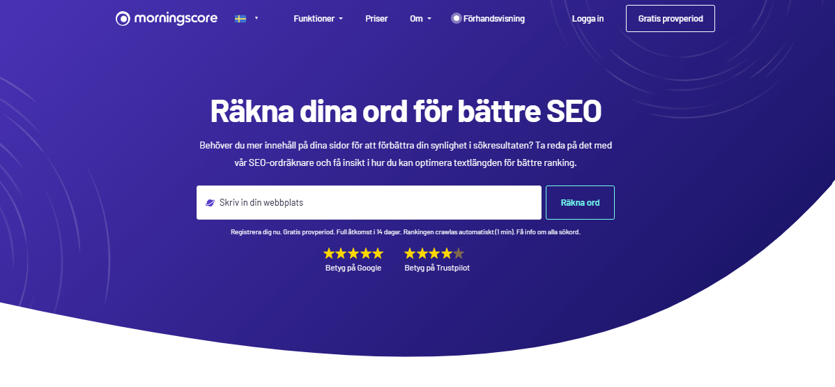SEO-ordräknare i Morningscore