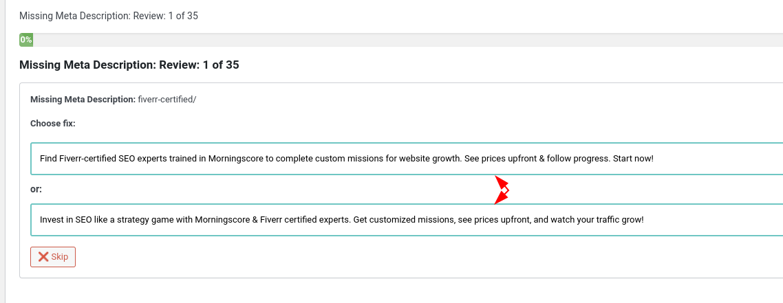 choose solution - Morningscore SEO tool