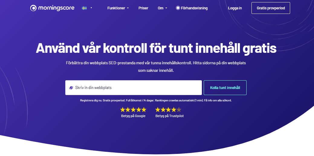 kontroll för tunt innehåll i morningscore