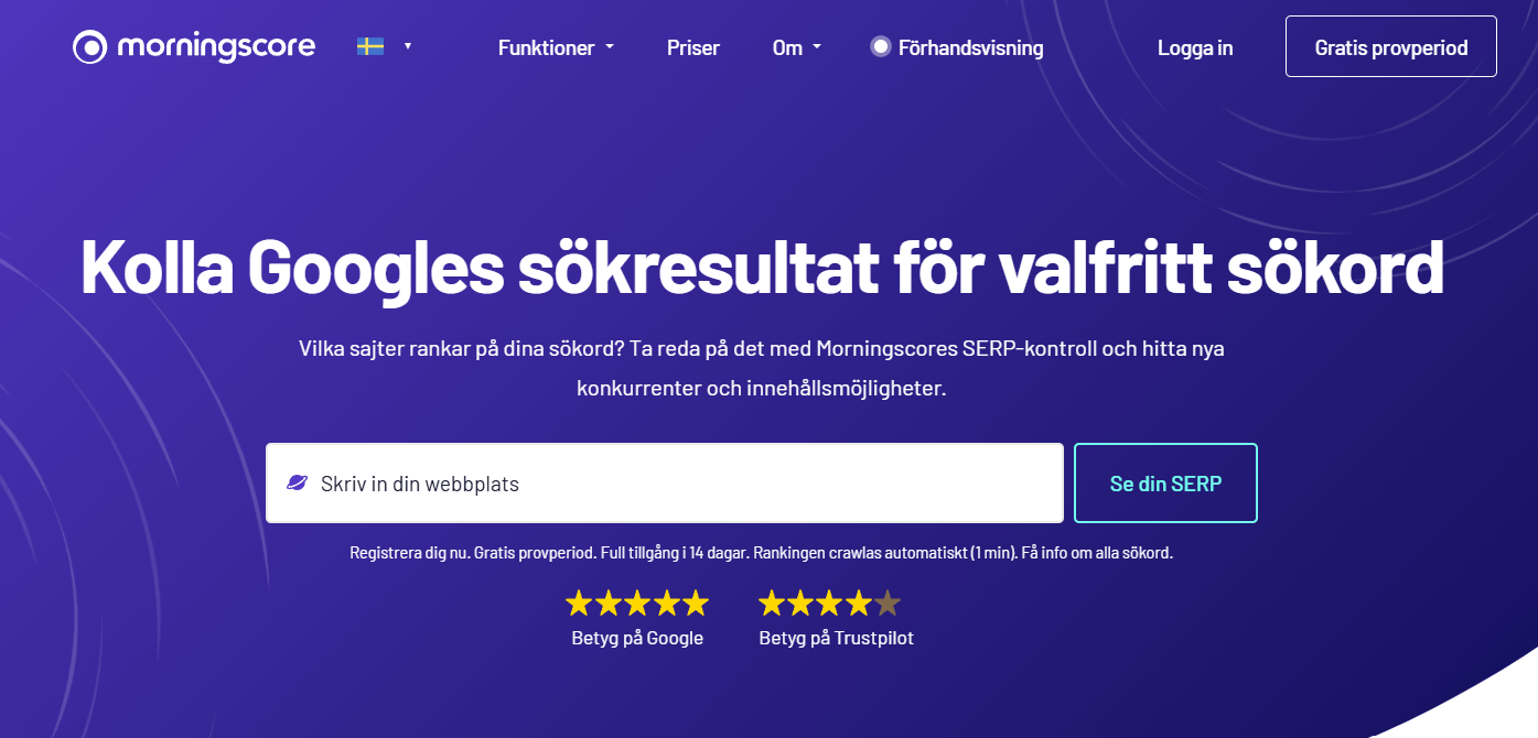 SERP-kontroll i Morningscore