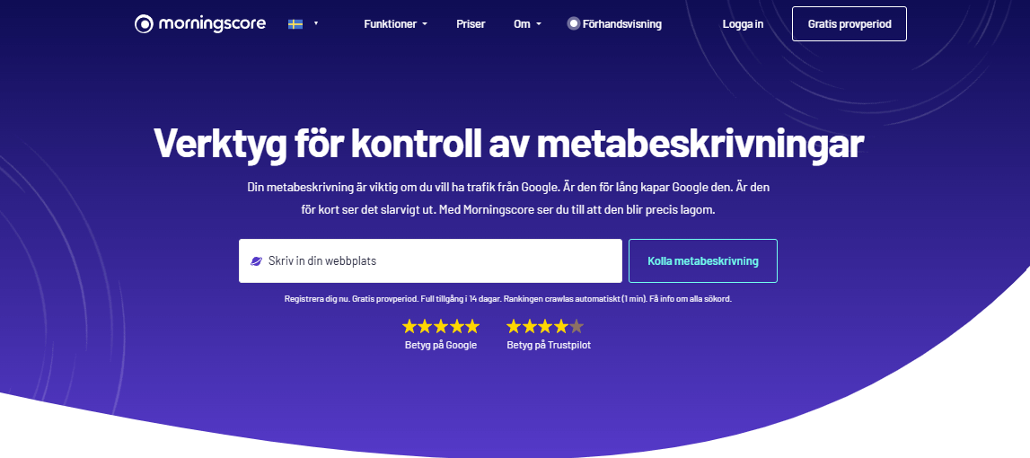 Verktyg för kontroll av metabeskrivningar i Morningscore