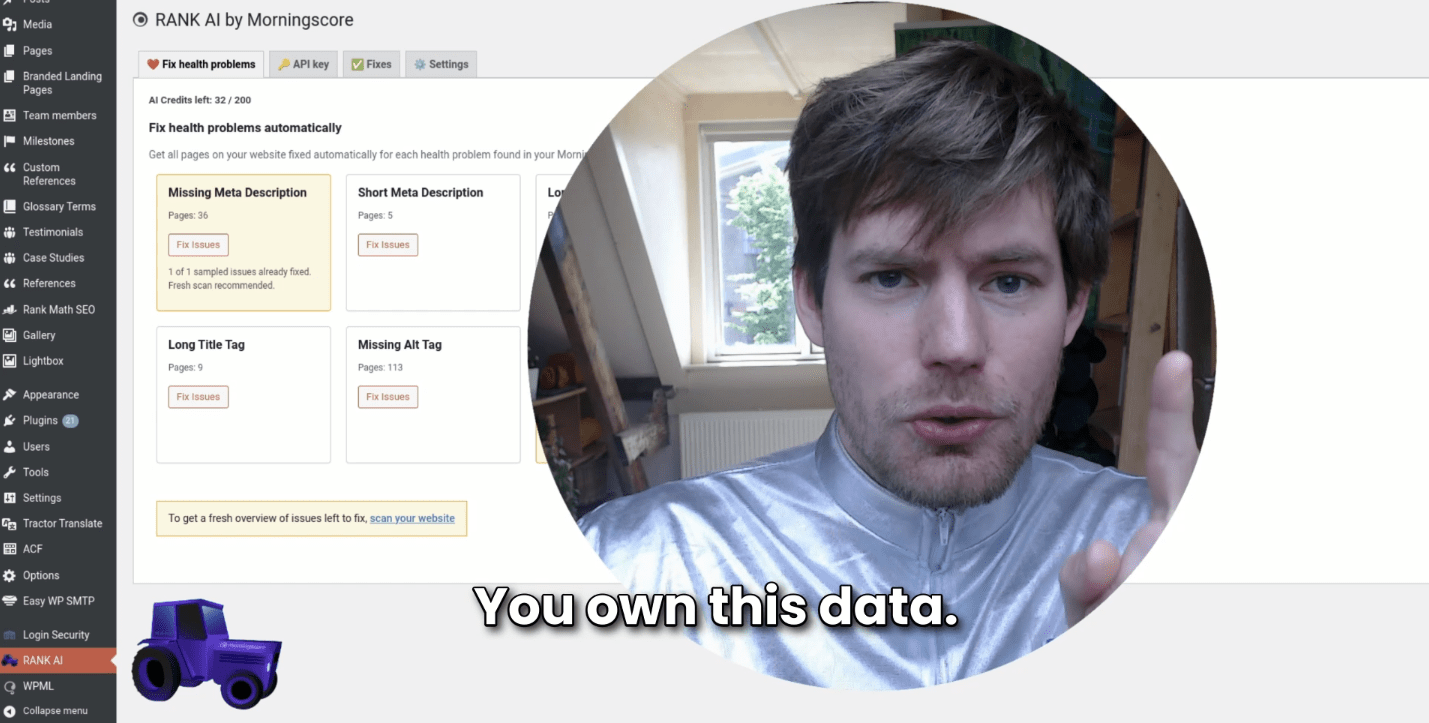you own the data - Morningscore SEO tool