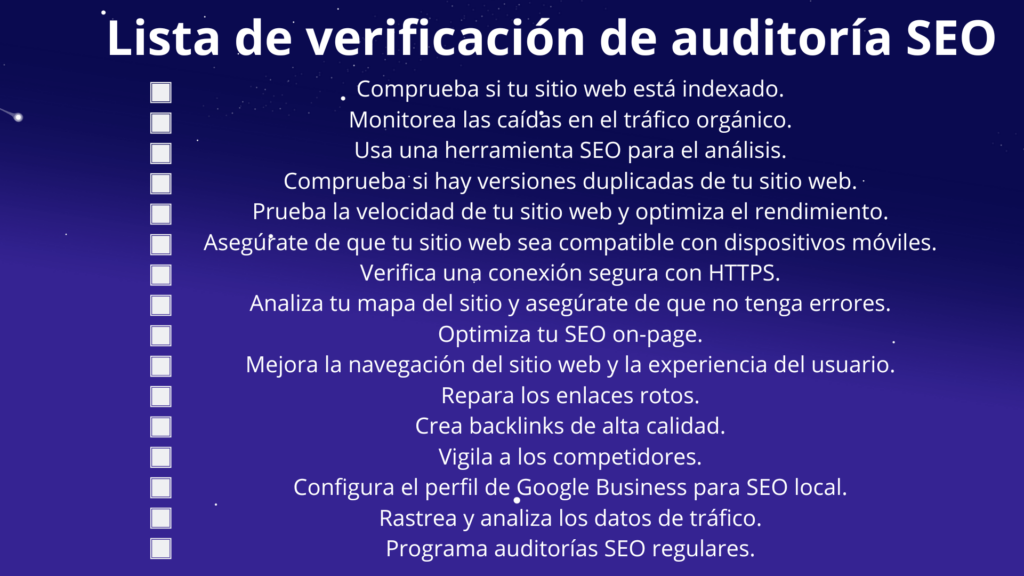Lista de verificación de auditoría SEO