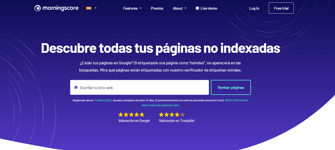 Verificador de etiquetas Noindex en Morningscore