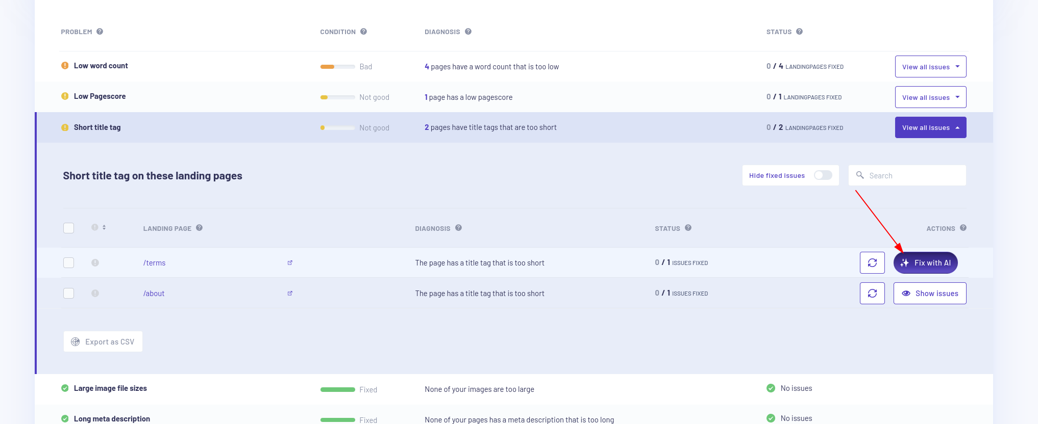 fix ai title tag - Morningscore SEO tool