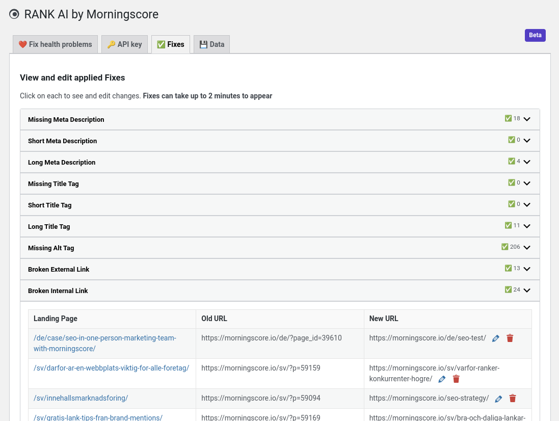 screenshot 2 rank ai wordpress plugin automatically fix onsite issues seo - Morningscore SEO tool