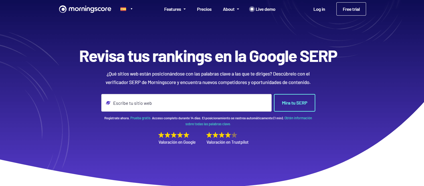 Verificador SERP (Google SERP) en Morningscore