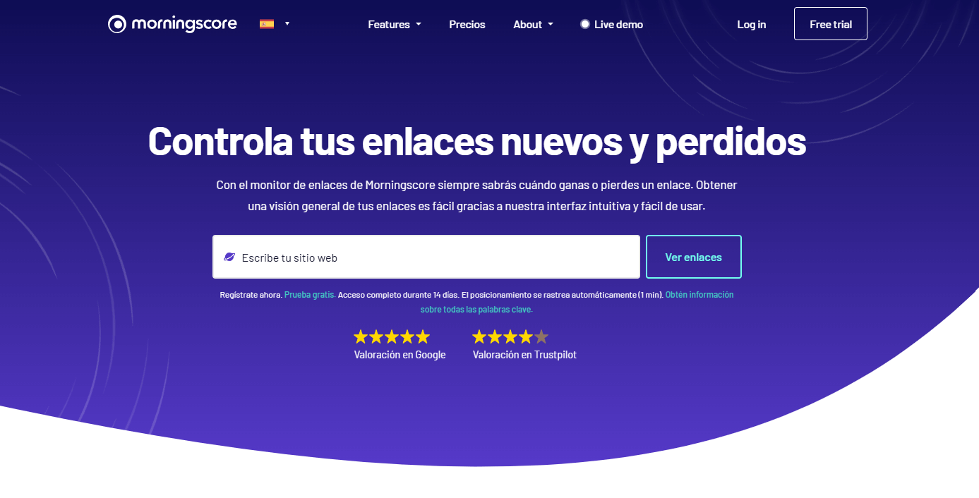Ver enlaces nuevos y perdidos en Morningscore