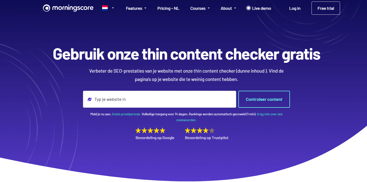 Thin content checker for dunne inhould in Morningscore
