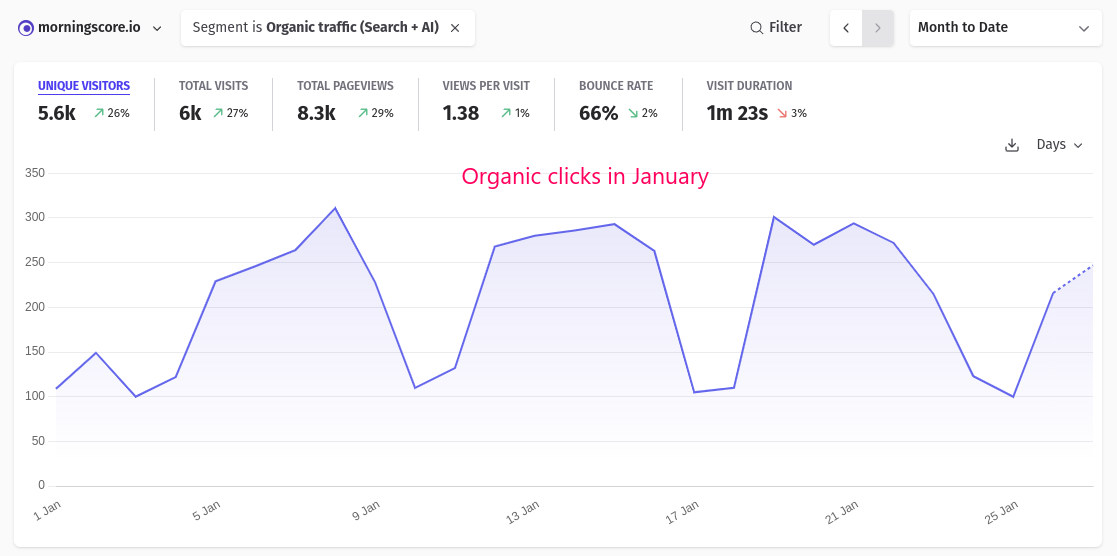 January 2026 SEO traffic - morningscore
