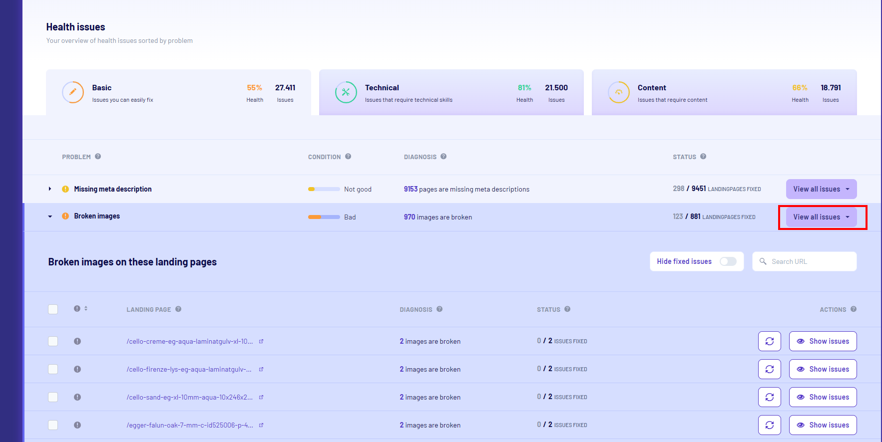 view broken image issues