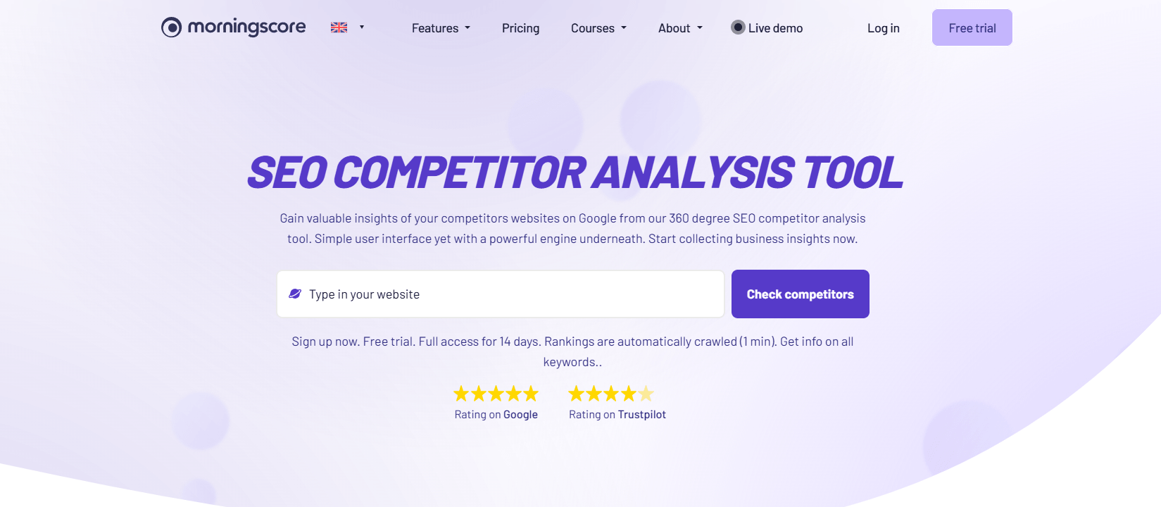 SEO competitor analysis tool in morningscore