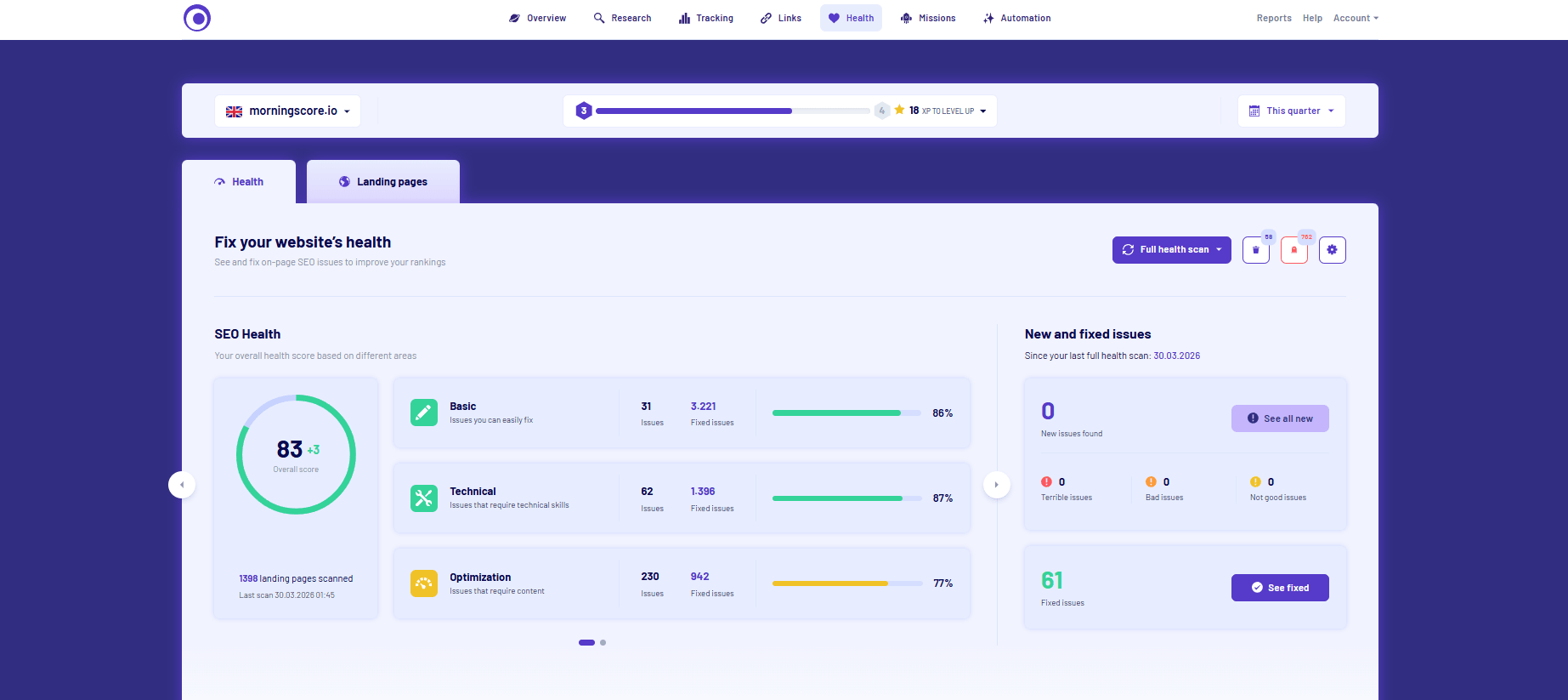 See all health issues in morningscore