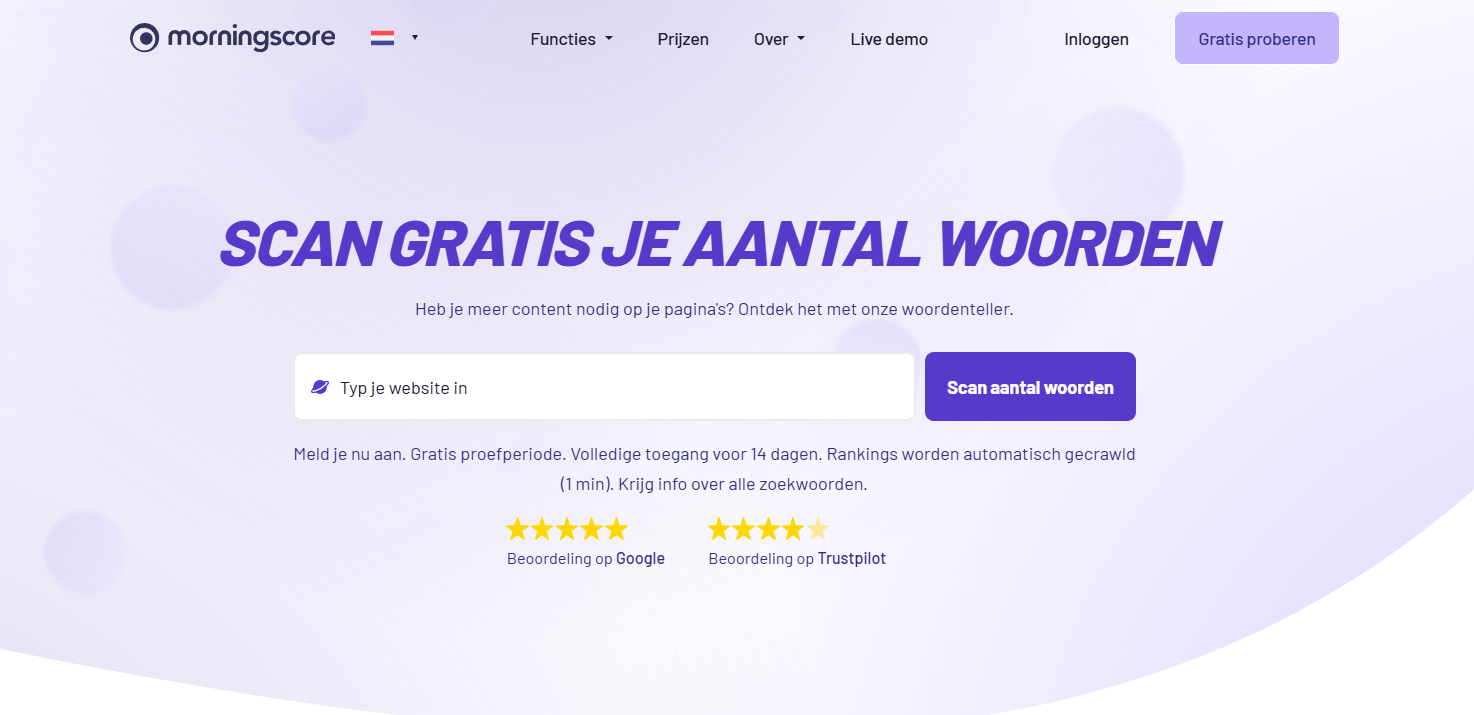 Wordteller scanner in Morningscore