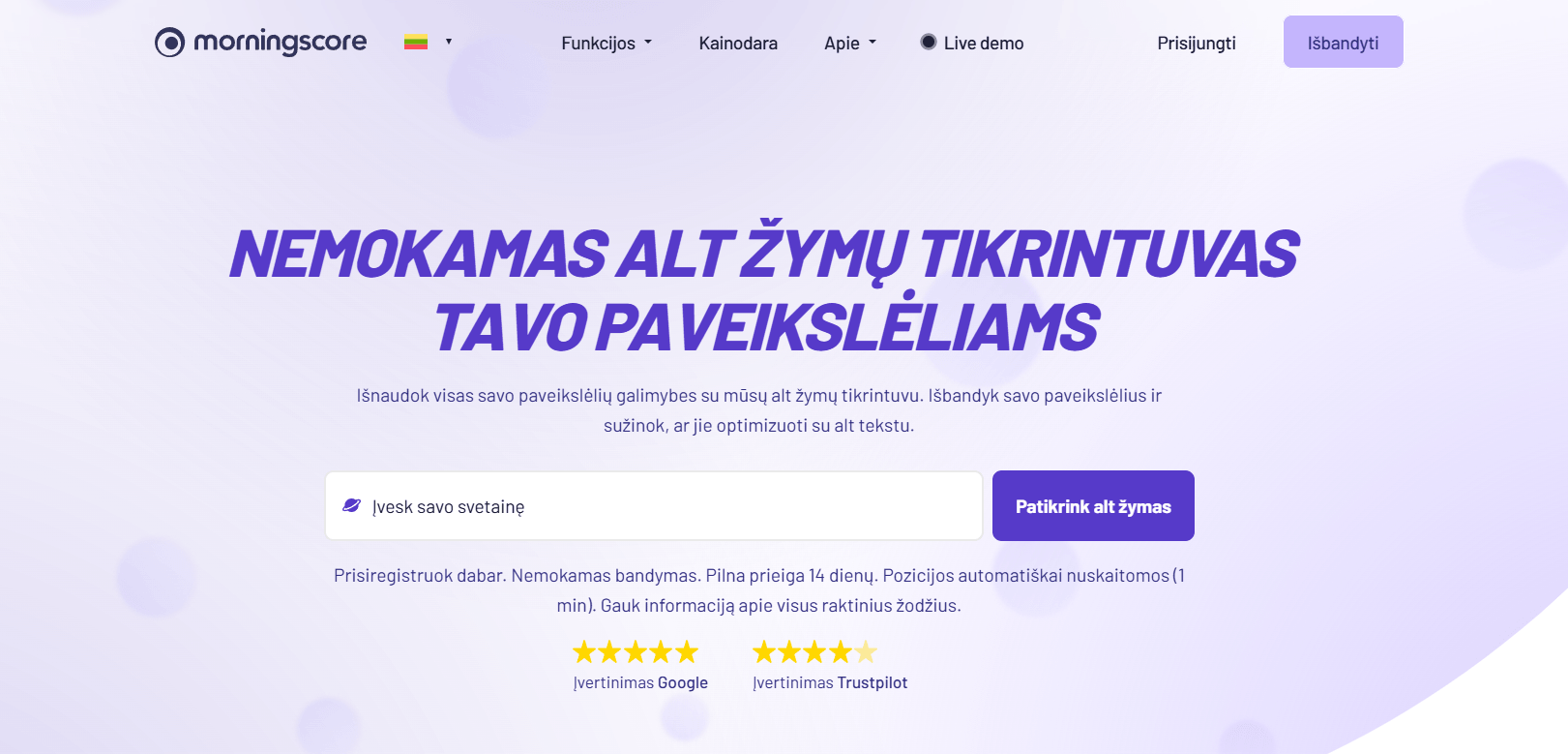 Morningscores alt zymu tikrintuvas